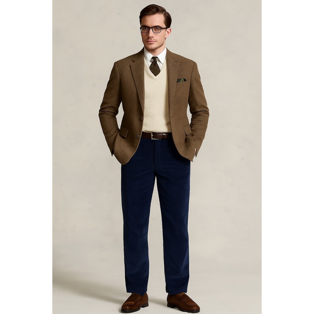 Brooks Brothers Clark Pants Mens Sz 32X30 Navy Blue Corduroy Straight Leg Preppy